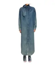 Long shirt dress in fluid denim S,M dark blue