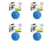 4x M-Pets 6.3cm Squeaky Ball Dog/Puppy Pet Interactive Fetch Exercise Toy Blue