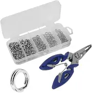 Stainless Steel Fishing Split Rings Kit with Pliers - 200pcs, 130x60x29mm, 91g