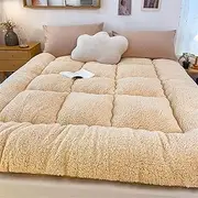 Thickened Warm Futon Mattress, Japanese Folding Mattress Sleeping Pad, Camping Portable Single Double Plush Mattress，Japanese Tatami Mattresses for Dormitories, Camping, Sofas (Color : Camel, Size :