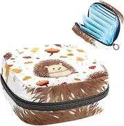 Period Bag,Sanitary Napkin Storage Bag,Autumn Leaves Mushroom Animal,Tampon Holder for Purse