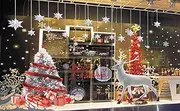 YULOONG Christmas Windows Static Stickers Colorful Clings Removable Vinyl Santa Claus Christmas Tree Snowman Snowflake Deer DIY Wall Window Door Mural Showcase Large Decal Sticker