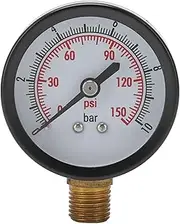 Pressure Gauge Vertical Pressure Meter Liquid 错误 0-10 Bar 0-150 Psi G1/4in Connection Alloy Steel Brass Strong Accurate Readings Homes Factories Labs
