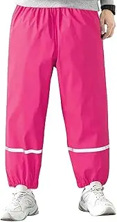 HELVES Outdoor Rain Pants | Waterproof Reflective Waistband Pants,Rain Gear for School, Running, Camping, Hiking, Water Park, Mountaineering and More Hot Pink