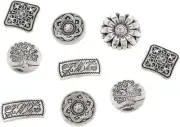 Metal Buttons - 50Pcs Assorted Mixed Vintage Style Engraved Flower Decorative ro