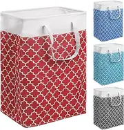 Rustark 1 Pack 75L Large Collapsible Laundry Basket Hamper with Sturdy Handles, Red Geometric Pattern Laundry Basket Freestanding Laundry Hamper for Laundry, Bedroom, Dorm, Toys, Storage