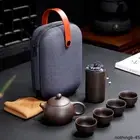 Portable Travel Tea Set Teapot Tea Ceremony Camping 4 tea Cups Tea Pot Set