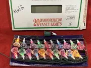 Vintage Diamond Reflector Fancy Crystal Gem 20 Christmas Tree Lights Multi Color