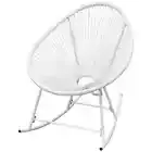 Rattan Rocking Chair Waterproof Indoor Outdoor Lounger Rocker Oval Shaped Seat