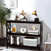CostwayX-Design 3-Tier Console Table with Shelf for Entryway-Black
