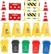 Toddmomy 1Set Miniature Traffic Road Sign for Traffic Cones Barriers Warning Signs Garbage Bins Early Education Traffic Knowledge Play for Learning Fun