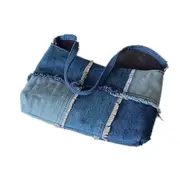 Vintage Denim Stitching Women Underarm Bag Fashion Ladies Contrast Color Small Shoulder Bags Female Armpit Bag Baguette Handbags