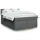 Box Spring Bed Queen Dark Grey Mattress Fabric Support Comfort Sleep 6882