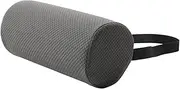 Lumbar Roll Pillow Lower Back Roll Support Portable Multipurpose with Elastic Strap Soft for Reading Chair Travel Office Car, Gray
