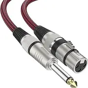 tunghey XLR Female to 1/4 Inch TS Cable, Nylon Braided XLR 3 Pin Female to 6.35mm TS Male Unbalanced Interconnect Wire Mic Cord for Dynamic Microphone and More (1.8M)