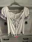 Southern Tide Bettina Off The Shoulder Embroidered Classic White Peasant Blouse