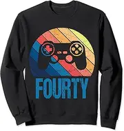 [X.Style] 40th Birthday Retro Video Gamer 40 Years Old Man Woman Sweatshirt ds694 Sweater (M) Black