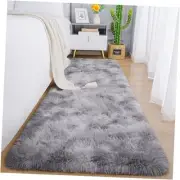 Chicrug Cute Fluffy Area Rug for Girls Bedroom, 2x6 Feet 2' x 6' Grey and White