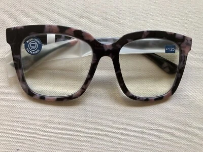 New Next Level Black Marble Peepers Blue Light Block Glasses +1.25