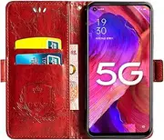 LCEHTOGYE Cover for Samsung Galaxy A25 5G, PU Bracket Shell Back Case Bumper Protective Case for Samsung Galaxy A25 5G-YSLC - Red