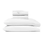 Percale Hemmed Sheet Set - Twin, White - Luxury 100% Organic Cotton, Naturall...
