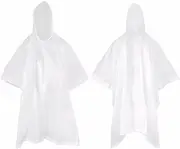 [Viaky] 2 Pack Rain Ponchos For Adults, Waterproof Clear White Raincoat Poncho For Women Men, Reusable EVA Rain Coat Jacket Portable Emergency Rainwear With Hood For Hiking, Travel, Outdoor Activities