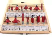 15Pcs 1/4 inch Router Bits Set Woodworking Tool Cutter Shank Tungsten Carbide