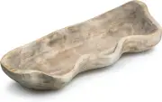 Wavy Live Edge Wooden Dough Bowl for Decor 16"L Medium Natural Root Wood Hand Ca