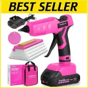 Elegant Pink Cordless Glue Gun with 30 Glue Sticks - Ideal for Arts and Crafts