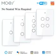 MOES 1/2/3Gang WiFi RF Smart Light Switch Wall Touch No Neutral Alexa Google APP