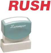 Xstamper(R) One-Color Title Stamp, Pre-Inked "Rush", Red
