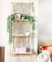 SnugLife Macrame Wall Hanging Shelf - 3 Tier Shelves with 3