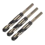 3pcs Reduced Shank Twist Drill Bits 17mm HSS-4341 Nitride & Titanium Coated