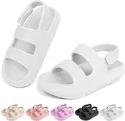 [IZYOA] Kids Cloud Sandals丨Boys Girls Slide Sandals丨Unisex-Child EVA Thick Sole Water Sandals with Adjustable Backstrap丨Double Strap Summer Shoes