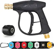High Pressure Washer Gun Handle Compatible with Karcher,Short Nozzle Jet Wash Gun M22 14MM Hose Interface & Adaptor Compatible with 1/4'' Quick Connect Nozzles 4350PSI