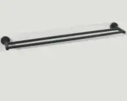 Vivid Iconic Matt Black Double Bath Towel Rail - 600mm 800mm