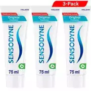3 x Sensodyne Original Toothpaste Sensitive Teeth Sensitivity Relief Mint 75ml
