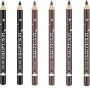 Go Ho 6 PCS Eyebrow Eye Liner Pencil Set,Easy to Color Sweatproof Eye Brow Pencil,Professional Long-lasting Eyeliner Gel Makeup Brow Tint Pen,3 Colors(Black,Brown,Dark Brown)