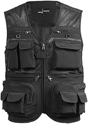 HIKOAN Fishing Vest Breathable Fishing Travel Mesh Vest with Zipper Pockets Summer Work Vest for Outdoor Activities