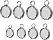 [Beatifufu] Diy Pendant Charms Set 40pcs Stainless Steel Round Trays Jewelry Making Charms for Necklace Bracelet