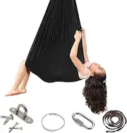 Sensory Therapy Swing Hammock Indoor Outdoor for Kids, Adjustable Cuddle Snuggle Swing Joy Hammock for Child Adult with Autism, ADHD, Aspergers, Sensory Integration, Hardware Included (Black)