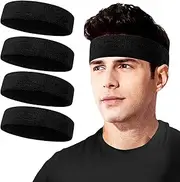 [Aefemuhi] Sweatbands Sport Sweat Band for Men & Women, Moisture Wicking Terry Cloth Cotton Headband for Athletic Exercise, Tennis, Running, Basketball, Working Out, Fitness, Yoga