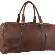 Pierre Cardin Rustic Leather Travel Business Trip Bag Overnight Chocolate