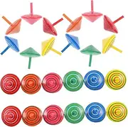 HEALSOPTHY 25Pcs Wooden Tops Decompression for Educational Hand Eye Coordination Games Random Colors Fun Cognitive Development Random Color