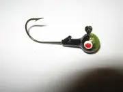 garrett outdoors painted jig heads 100 count black/ lime gl.two tone