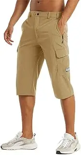 [HEYDHSDC] Summer Quick Dry 3/4 Pants Men's Mult-Pocket Lightweight Shorts Outdoor Hiking Cargo Pants