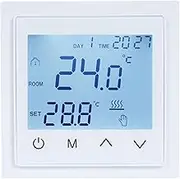 Intelligent Digital Display Thermostat 16A Floor Heating Temperature Controller with Screen Temperature Sensor Temperature Switching 85-265V Electric Heating Control White