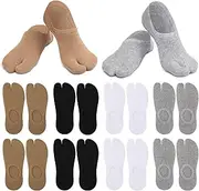 [SATINIOR] Foaincore 8 Pairs Tabi Socks Flip Flop Socks Tabi Geta Sock Japanese Style Flip Flop Sock for Tabi Shoes Wearing Clog and Casual Flip Flop, Black, White, Gray, Brown