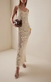 [Heirlome] Emily Flower-Detailed Knit Silk Gown