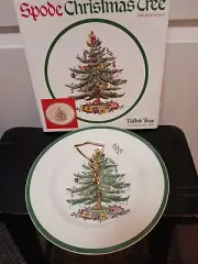 Spode Christmas Tree Tidbit Cookie Appetizer Tray W Handle 10.75" England NIB
